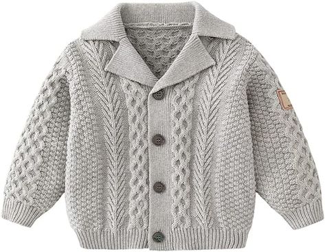 Amazon.com: Feidoog Infant Baby Boys Cardigan Crochet Sweater V-Neck，Toddler Knit Button up Knitted Pattern Pullover Sweatshirt: Clothing, Shoes & Jewelry Baby Boy Cardigan, Cardigan Crochet, Crochet Cardigan, Crochet Sweater, Pullover Sweatshirt, Shoes Jewelry, Button Up