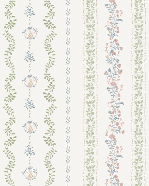 Garden Reverie Wallpaper | Nestig Floral Stripe Wallpaper, Vintage Nursery Wallpaper, Wallpaper For Dollhouse, Peel And Stick Wallpaper Nursery, Redecorate Room, Toddler Bed Transition, Cottage Core Wallpaper, Pink Floral Nursery, Convertible Cribs