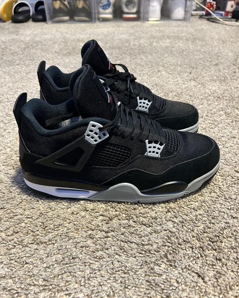 Jordan 4 Black Canvas 🔥🔥🔥 #lkss #lksskick #fashion #sneakers #sneakerhead #shoes #shoeschallenge #fyp #shoesaddict #shoestagram #shoesoftheday #instashoes #sneakernews #igsneakercommunity #sneakersaddict #sneakeraddict Black Canvas Jordan 4, Jordan 4 Black Canvas, Sneakerhead Shoes, Jordan 4 Black, Pretty Sneakers, Jordan Shoes Retro, Jordan 4s, Shoes Retro, Retro 4