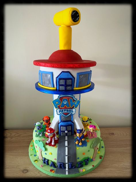 Paw Patrol Lookout Cake, Paw Patrol Tower Cake, Tower Birthday Cake, Paw Patrol Lookout Tower, Paw Patrol Birthday Cake Boys, Paw Patrol Tower, Paw Patrol Lookout, Tower Cake, Paw Patrol Birthday Cake