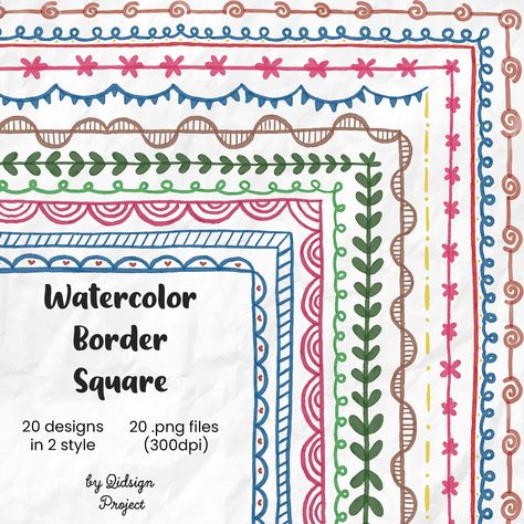 Art Borders Ideas, Chalkboard Border, Watercolor Border Design, Page Boarders, Plane Drawing, Bird Outline, Hand Drawn Border, Watercolor Border, Stencils For Wood Signs