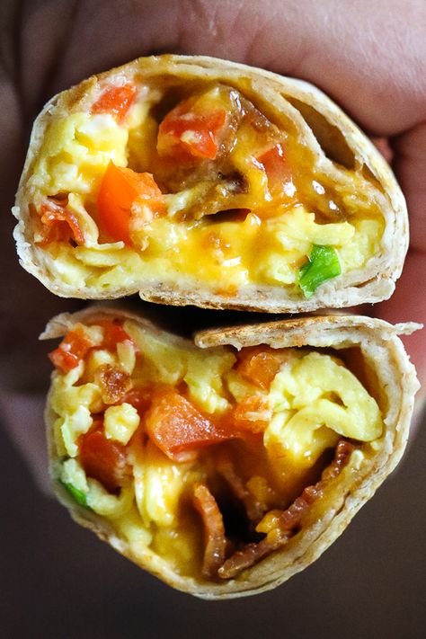 Freezer Burritos, Frozen Burritos, Pepper Bacon, Freezer Breakfast Burritos, Breakfast Burritos Recipe, Breakfast Low Carb, Low Carb Flour, Bacon And Cheese, Breakfast Burrito