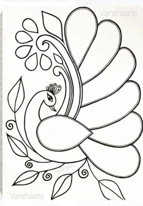 Peacock Embroidery Designs, Modern Hand Embroidery Patterns, Flower Pattern Drawing, Embroidery Hoop Art Diy, Simple Hand Embroidery Patterns, Fabric Paint Designs, Simple Embroidery Designs, Flower Art Drawing, Outline Designs