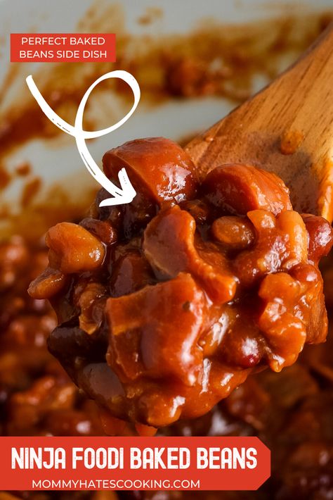 Make fabulous Ninja Foodi Baked Beans in the Ninja Foodi, Pressure Cooker, or Slow Cooker. These are the perfect baked beans for a cookout! Brown Sugar Baked Beans, Beans Slow Cooker, Bacon Beans, Slow Cooker Baked Beans, Easy Baked Beans, Baked Beans With Bacon, Beans With Bacon, Barbecue Sides, Barbecue Side Dishes