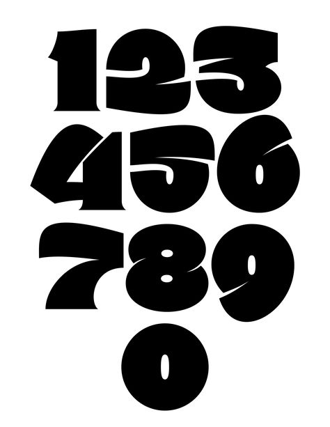 Fonts Groovy, Graffiti Numbers, Number Typography, Brush Lettering Font, Font Design Alphabet, Numbers Typography, Typography Drawing, Number Fonts, Graffiti Text