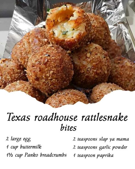 Rattle Snake Bites, Texas Roadhouse Rattlesnake Bites, Rattlesnake Bites, Rattle Snake, Popular Appetizers, Texas Roadhouse, Dips Appetizers, Grandmas Recipes, Appetizers And Dips