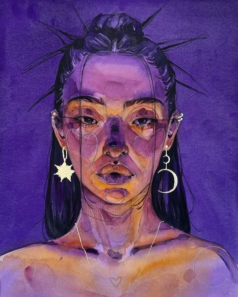 Pick your favorite recent piece I’ve created 🌙💜 👉 #watercolor #painting #contemporaryart Polina Bright, Watercolor Art Face, Watercolor Subjects, Art Print Collection, Watercolor Sketching And Journaling, Watercolor Art Lessons, Colorful Portrait, Ap Art, Art Prints For Sale