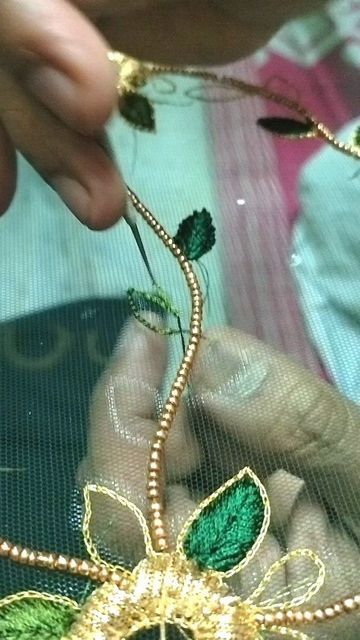 Aari Work On Net Fabric, Outfit Planner, Tambour Embroidery, Simple Embroidery Designs, Aari Embroidery, Business Training, Simple Embroidery, Net Fabric, Aari Work