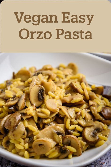 Mushroom Orzo Recipes Healthy, Vegan Orzo Recipes, Vegan Mushroom Orzo Recipes, Orzo Vegan, Vegan Mushroom Orzo, Classic Risotto, Risoni Recipes, Vegan Mushroom Rice Soup, Healthy Mushroom Risotto