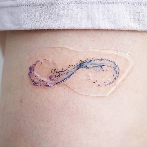 Infinity Ocean Tattoo, Wave Watercolor Tattoo, Infinity Watercolor Tattoo, Watercolor Wave Tattoo, Wind Tattoo Ideas, Fine Line Wave Tattoo, Bk Tattoo, Wave Tattoo Meaning, Infinity Tat