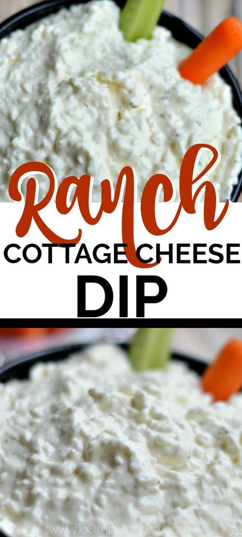 This easy Ranch Cottage Cheese Dip will quickly become a favorite in your house. With only 3 ingredients, you will love how simple it is to whip up and serve with fresh veggies and crackers. Easy Dips 3 Ingredients, Enchanted Kitchen, Snack Dips, Cottage Cheese Dip Recipes, Cottage Cheese Dip, Ranch Cottage, Cottage Cheese Recipes Healthy, Savory Dips, Cottage Cheese Dips