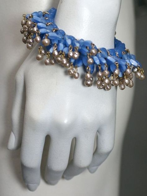 Blue Costume Jewelry Bracelet, Costume Jewelry With Large Beads And Multi-strand, Vintage Multi-strand Jewelry With Large Beads, Vintage Miriam Haskell Jewelry, Miriam Haskell Necklace, Miriam Haskell Jewelry, Glitter Jewelry, Vintage Jewelry Antique, Beads Craft Jewelry