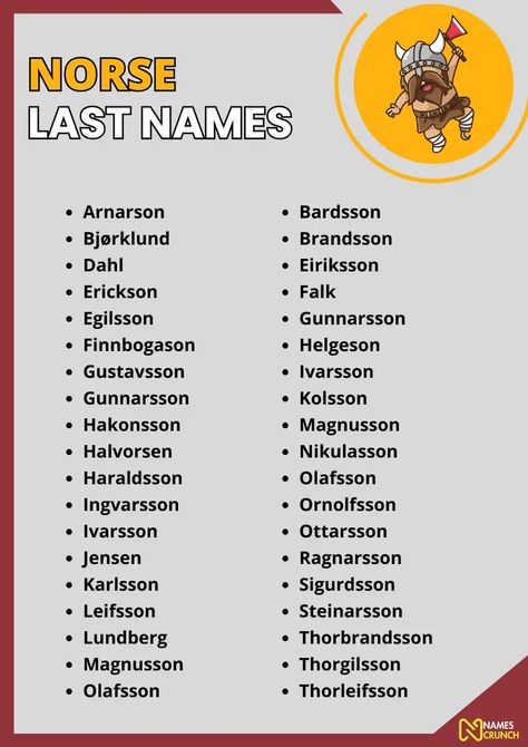 690+ Norse Last Names: Unveiling Viking Heritage - Names Crunch Nordic Surnames, Viking Last Names, Anglo Saxon Names, Nordic Last Names, Scottish Last Names, Old Norse Names, Norse Names And Meanings, Medieval Last Names, Valyrian Names