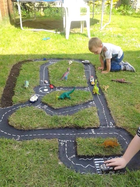 Car Tracks For Kids, Race Car Track, Backyard Activities, Backyard Kids Play Area, Kids Races, Outdoor Play Spaces, Outdoor Play Areas, Kids Outdoor Play, Outdoor Play Area