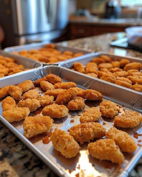 I always need to make 3 trays of this because it's THAT popular! Nugget Recipes, Hot Lunches, Dinners Chicken, Cooktop Cove, Baked Chicken Nuggets, Chicken Nugget Recipes, Nuggets Recipe, Crispy Baked Chicken, Grilled Cheese Recipes