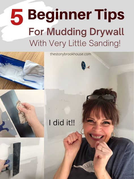 5 Beginner Tips for Mudding Drywall With Very Little Sanding Mudding Drywall Tips, Sheetrock Mudding Tips, How To Wet Sand Drywall, Diy Drywall Mudding, How To Tape And Mud Sheetrock, Sanding Drywall Tips, Drywall Tips And Tricks, Spackling Tips Drywall, How To Tape And Mud Drywall