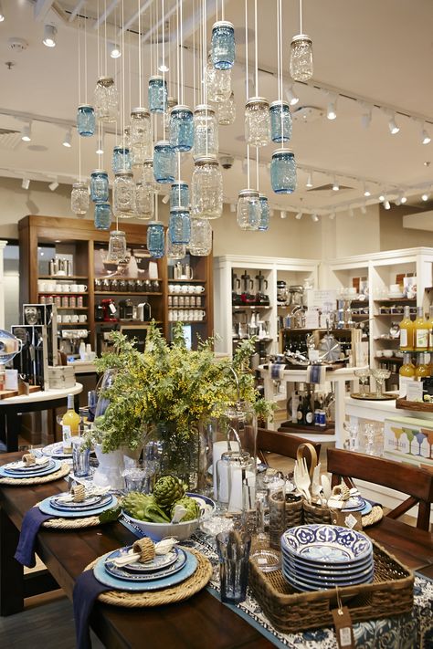 World's first interconnecting Williams-Sonoma Inc stores open in Chadstone next week - The Interiors Addict Furniture Store Display, Pottery Display, Small Space Interior Design, Blue Lighting, Home Furnishing Stores, Store Interiors, Shop Front Design, Dark Interiors, Homewares Shop