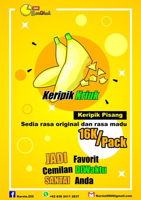 Kumpulan gambar tentang Poster Iklan Makanan Ringan, klik untuk melihat koleksi gambar lain di KibrisPDR Stiker Journal, Design Produk, Label Produk, Banana Roll, Win Art, Identity Design Inspiration, Logo Game, Food Logo Design, Cheese Rolling