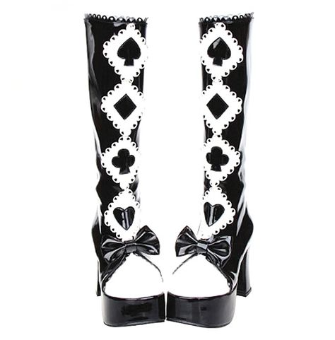 Goth Alice In Wonderland, Goth Clown, Black And White High Heels, Gothic Harajuku, White Gothic, Goth Shoes, Gothic Boots, Dr Shoes, White High Heels