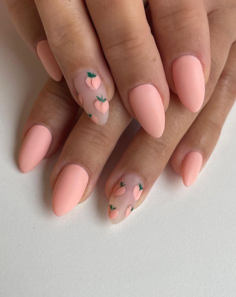 Peach Nail Designs, Peach Nail Art, Peach Nail Polish, Ideas Uñas, Peach Tones, Bunny Nails, Short Almond Nails, Retro Nails, Peach Nails