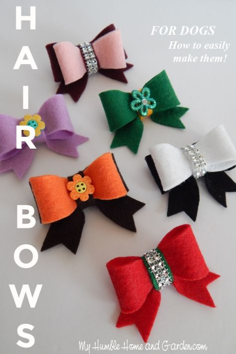 Puppy Hair Bows, Dog Hair Bows Diy, Dog Bows Diy, Bows For Dogs, Humble Home, Types Of Bows, Dog Clothes Diy, Hair Bow Tutorial, Dog Hair Bows