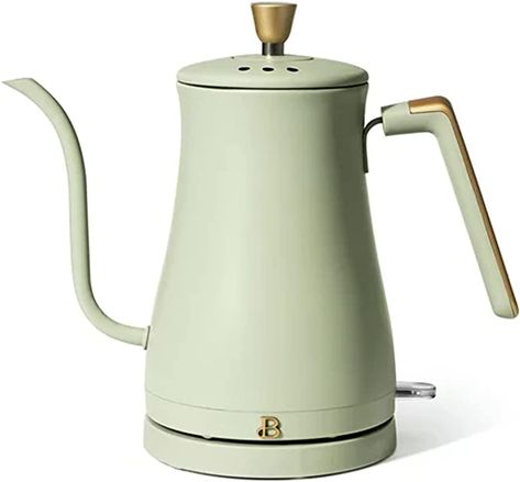 Amazon.com: Beautiful 1L Electric Gooseneck Kettle, by Drew Barrymore (Sage Green): Home & Kitchen Electric Kettle Aesthetic, Housewarming Registry, Beautiful Kitchenware, Iced Tea Maker, Gooseneck Kettle, Electric Tea Kettle, Tea Kettles, White Icing, Pour Over Coffee