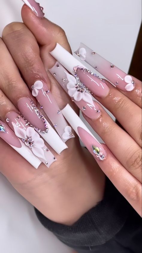 Xl Nails Acrylic, Xl Nail Ideas, Xl Long Nails, 26th Birthday Ideas, Easy Nail Art Tutorial, Wedding Nail Art Designs, Luxury White Wedding, Wedding Nail Art, Fake Nails Designs