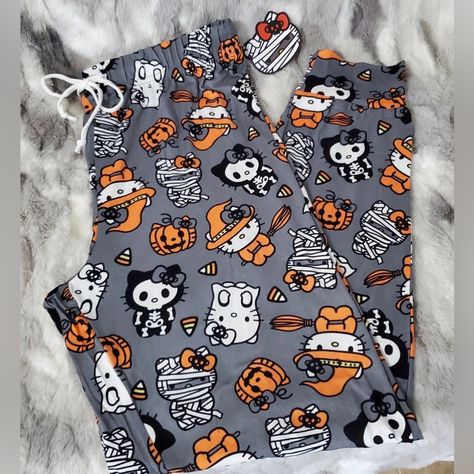 Hello Kitty Halloween Pajama Pants Bottoms Fall Kawaii Mummy Skeleton Cute Lots Of Sizes Adult S-Xl Pm For Sizes Before Order Brand New All Original Tags #Kawaii #Seasonal #Sanrio #Kidcore #Pumpkin Skull Pyjama Pants, Hello Kitty Pajama Pants Coiple, Hello Kittty Pants, Sanario Pajamas, Halloween Hello Kitty Pants, Cute Orange Sleepwear For Loungewear, Cute Halloween Pajama Party Sleepwear, Cute Halloween Sleepover Sleepwear, Cute Pjs Pants