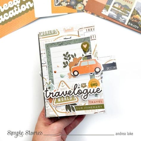 Travelogue Mini Album - Project Idea - Scrapbook.com Travelogue Ideas Layout, Travelogue Design, Travelogue Ideas, Simple Stories Scrapbooking, Hindi Poems For Kids, Scrapbooking Layouts Baby, Travel Art Journal, Bond Paper Design, Travel Album