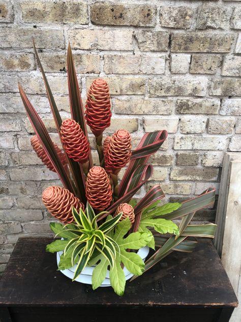 Ginger Flower Arrangement, Beehive Ginger, Shampoo Ginger, Tropical Bouquet, Tropical Floral Arrangements, Ginger Flower, Flower Arrangements Simple, Decor Flowers, Tropical Summer