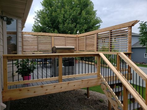 Privacy Wall On Deck, Privacy Screen Deck, Screened In Deck, Deck Privacy, Patio Privacy, Patio Deck Designs, Wooden Deck, Deck Designs Backyard, Backyard Privacy