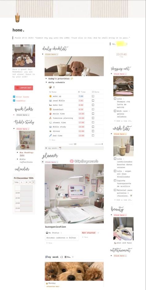 Aesthetic Notion Homepage, Notions Template, Notion Home Page, Notion Themes, Notion Inspiration, Notion Setup, Daily Routine Habits, Notion Inspo, Notion Ideas