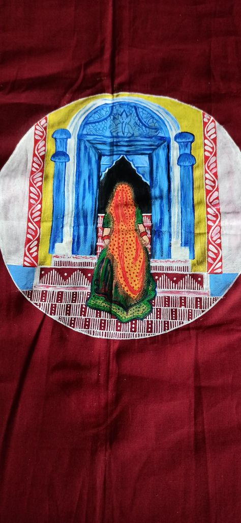 Kumauni Painting, Pahadi Paintings, Kumauni Bride, Aipan Art Uttarakhand, Bottle Art Projects, Daily Crafts, Art Tutorials Watercolor, Mirror Artwork, Beautiful Art Paintings