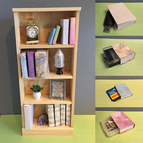 Mini Book Shelf Diy, Small Library, Miniature Bookshelf, Mini Bookshelf, Ella Bella, Fairies Garden, Bookshelf Art, Bookcase Diy, Mini Library