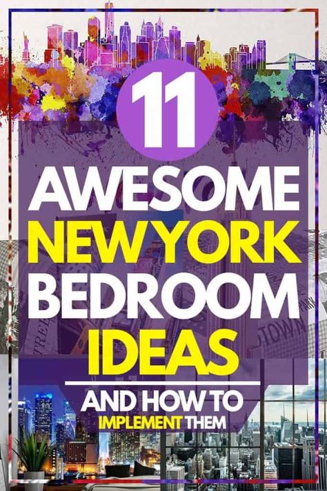 11 Awesome New York Bedroom Ideas [And How To Implement Them]. Article by HomeDecorBliss.com #HomeDecorBliss #HDB #home #decor New York City Themed Bedroom, New York Bedroom Decor, New York Inspired Bedroom, New York Style Bedroom Ideas, New York Themed Room, New York Themed Bedroom, City Themed Bedroom, New York Bedroom Ideas, New York City Bedroom