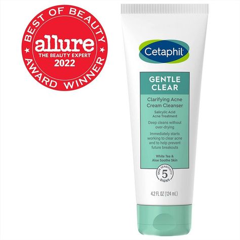 Cetaphil Gentle Clear Complexion-Clearing BPO Acne Cleanser with 2.6% Benzoyl Peroxide, Creamy and Soothing for Sensitive Skin, Suitable for All Skin Types, 4.2oz Cetaphil Gentle Clear, Cleanser For Acne, Acne Cleanser, Salicylic Acid Acne, Acne Cleansers, Acne Cream, Benzoyl Peroxide, Clear Complexion, Cream Cleanser