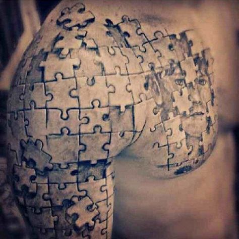 Puzzle Pieces Tattoo, Jigsaw Tattoo, Puzzle Tattoo, Puzzle Piece Tattoo, Puzzle Tattoos, Awareness Tattoo, Hourglass Tattoo, Kunst Tattoos, Pieces Tattoo