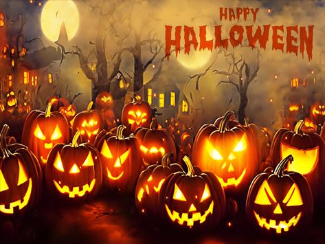 Mimi Gif: Happy Halloween Halloween Backdrop, Halloween Gif, Muslin Backdrops, Halloween Scene, Custom Backdrop, Samhain, Photography Backdrops, Spooky Halloween, Pumpkin Carving