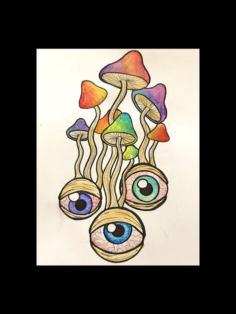 Original watercolor Hippie Watercolor Painting, Trippy Watercolor Art, Trippy Doodles, Trippy Drawing Ideas Easy, Trippy Drawing Ideas, Hippie Drawing, Sharpie Drawings, Trippy Drawings, Drawing Ideas Easy