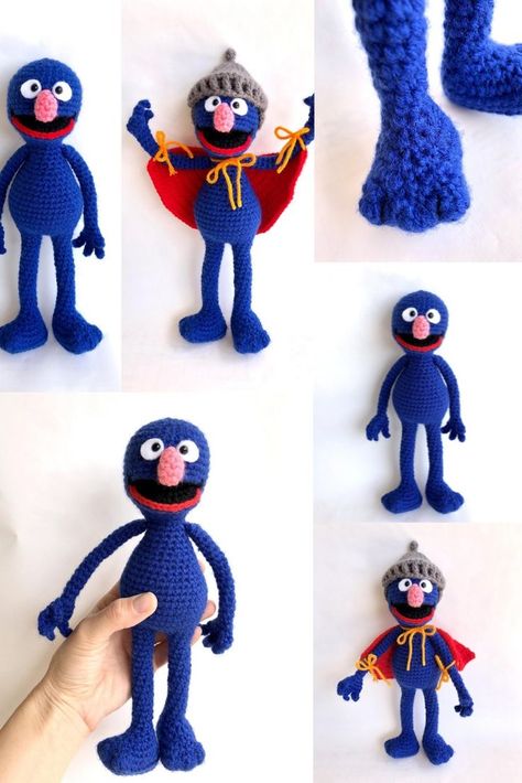 Sesame Street Grover stuffed toy Crochet pattern by Amber Romano, #AD, #Romano, #Amber, #pattern Crochet Grover Pattern, Muppet Crochet Pattern Free, Muppet Crochet Pattern, Grover Crochet Pattern Free, Muppets Crochet, Sesame Street Crochet Patterns Free, Sesame Street Crochet Patterns, Muppets Crochet Pattern, Muppets Crochet Pattern Free