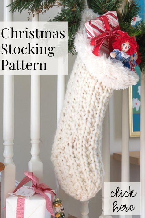 This Knit Christmas Stocking Pattern uses the broken-rib stitch for a little bit of a texture and Sirdar Alpine for a soft and lovely faux fur cuff. Not only is the full printable PDF pattern available for free, but a full-length video shows all the steps for this Christmas Stocking Knitting Pattern, including the Magic Loop and Kitchener Stitch. With this quick knit, you could easily knit up stockings for all of Santa's elves in no time! #nourishandnestle How To Knit Christmas Stocking, Easy Knit Stocking Pattern Free, Free Knitting Pattern Christmas Stocking, Knitted Christmas Stockings Pattern Free, Knitted Christmas Stocking Patterns Free Easy, Knit Stocking Pattern Free, Knit Christmas Stocking Pattern Free, Knit Christmas Stocking Pattern, Knitted Christmas Stocking Patterns Free