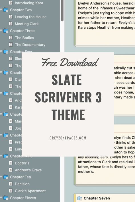 Slate Scrivener Theme - Free Resource - GreyZone Pages Scrivener Templates, Filmmaking Tips, Notes Project, Writers Notebook, Hobonichi Cousin, A Writer's Life, Bujo Ideas, Daily Writing, School Related