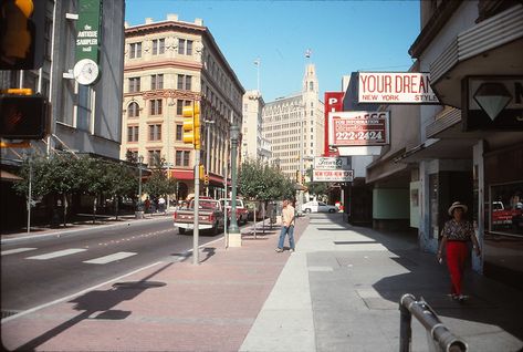 Houston Street, Downtown San Antonio, TX -- April 1992 | Flickr Houston Street, Downtown San Antonio, New York Style, Street Photo, San Antonio Tx, Vintage Photo, Field Trip, San Antonio, Houston