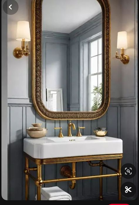 Vintage Sinks Bathroom, 1930 Bathroom, Sink Trends, Bathroom Sink Ideas, Sink Styles, Console Sink Bathroom, Scandinavian Bathroom Design, Tiny Powder Rooms, Powder Room Sink