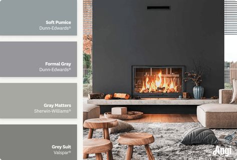 Painted Fireplace Ideas: 7 Paint Colors To Keep the Room Cozy Fireplace Color Ideas, Fireplace Paint Colors, Organic Paint Colors, Painted Fireplace Ideas, Painted Fireplace Surround, Fireplace Paint, Fireplace Renovation, Best Blue Paint Colors, Painted Fireplace