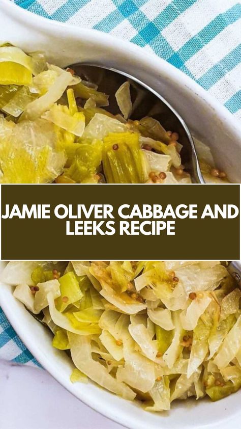 Jamie Oliver Cabbage and Leeks is made with green cabbage, leeks, butter, chicken broth, kosher salt, freshly ground black pepper, and optional caraway seeds. This easy Cabbage and Leeks recipe creates a delicious side dish that takes about 35 minutes to prepare and can serve up to 4 people. Leek And Cabbage Recipes, Leek Side Dish Recipes, Recipes With Leeks, Leeks Side Dish, Leek Recipes Side Dishes, Leeks Recipe, Leek Recipes, Roasted Cabbage, Cooked Cabbage