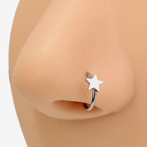 20 Gauge Gold Star Nose Ring Make An Offer Or Bundle For Huge Discount Star Piercings Nose, Nose Percinings Rings, Cool Nose Piercings Rings, Nose Pericings Ring, Nose Piercing Stud Dangle, Nose Jewelry Cute, Piercings Nose Jewelry, Star Nose Ring Hoop, Nose Ring For Round Face