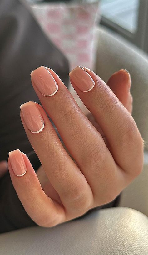 nude nails, simple nails, minimalist nails, minimalist nail ideas, nail inspirations, milky nails, short simple nails, minimalist elegant nails Nude Nails With Minimal Design, Milky Nails Short, Silver Nude Nails, Everyday Minimalist Handmade Cuff Bracelet, Silver Minimalist Cuff Bracelet For Everyday, Neutral Luminary Nails, Barely There Nails, Gold Handmade Minimalist Cuff Bracelet, Short Simple Nails