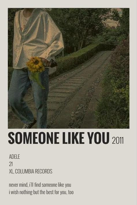 Adele Poster Vintage, Someone Like You Adele, Adele Album Cover, Music Song Covers, Adele Poster, Music Polaroid, Adele Music, Song Cards, Minimalist Polaroid Poster