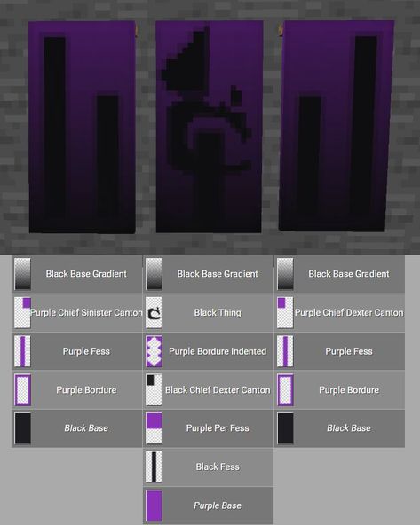 Ender Dragon Banner Minecraft, End Banner Minecraft, Minecraft Banner Flag Designs, Minecraft Dragon Banner Designs, Warden Banner Minecraft, Minecraft Dragon Skeleton Build, Minecraft Fantasy Banner Designs, Banner Design Ideas Minecraft, Minecraft Bedrock Banners